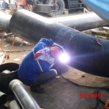 mechanic-Welding Carbon Steel Piping at workshop PKT-5 Project